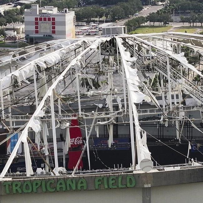 Tropicana Field shredded by Hurricane Milton is the latest sports venue damaged by weather